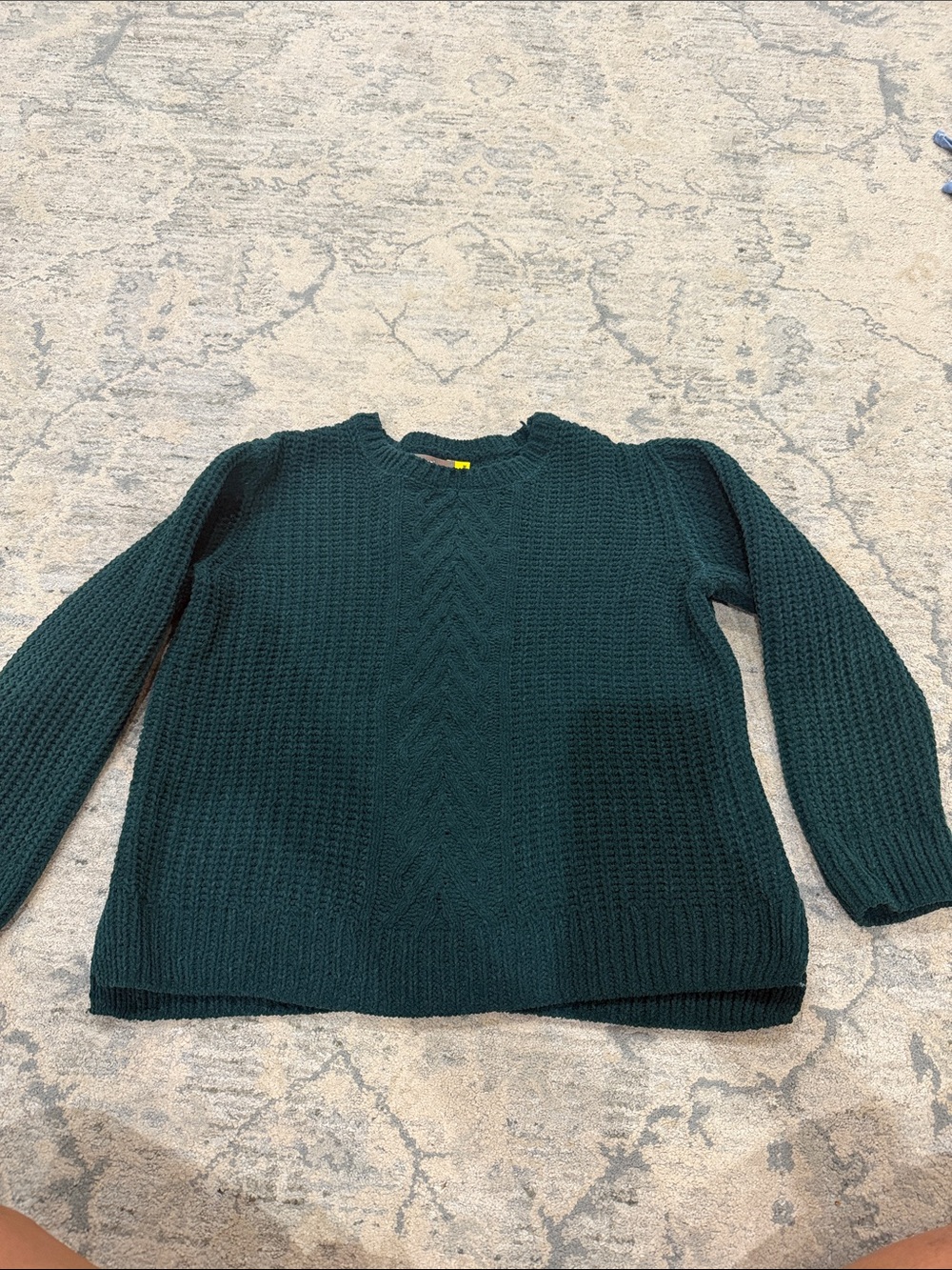 Chunky Cable Crewneck Sweater in Deep Teal for Kids